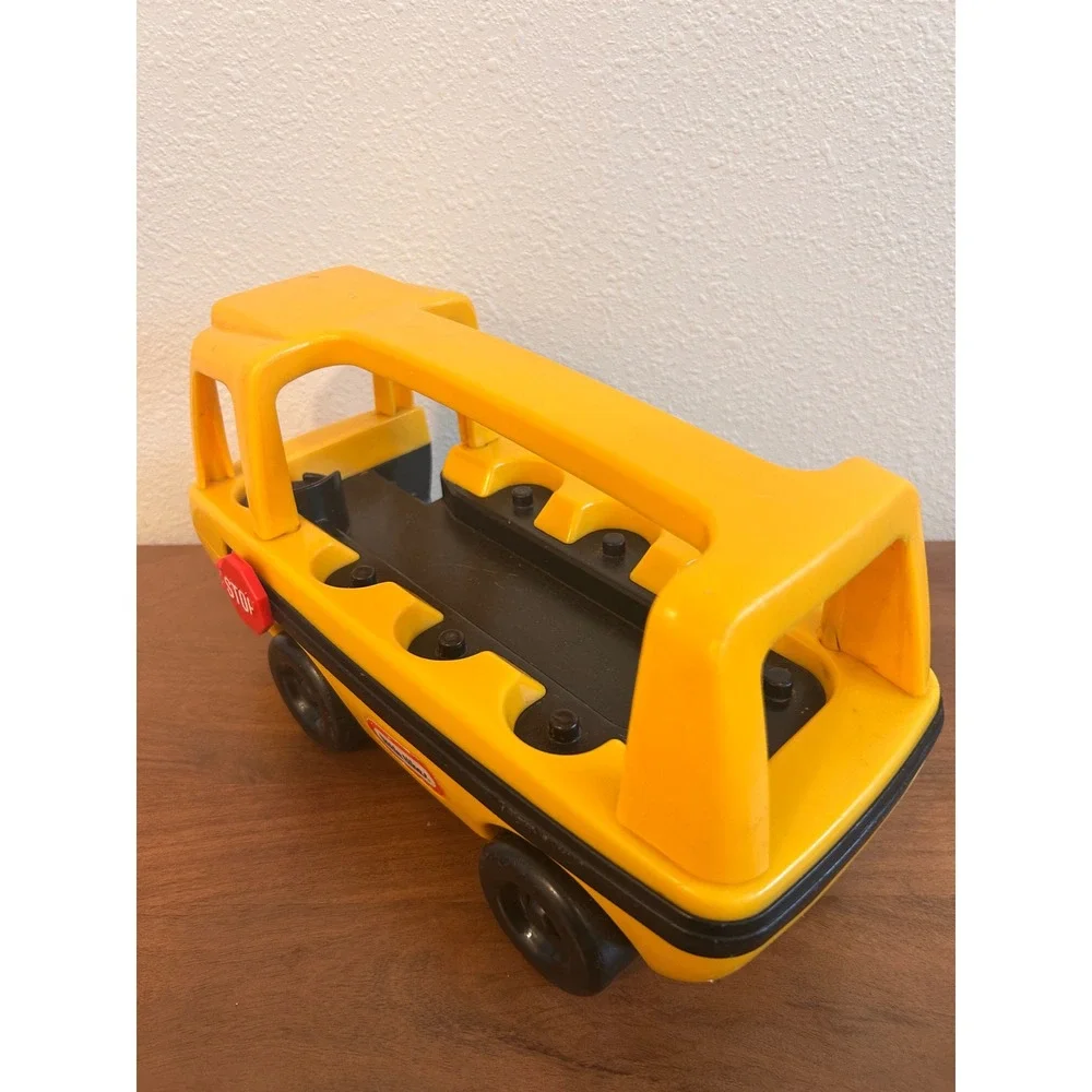 Vintage 1980s Little Tikes Yellow‎ School Bus Toy with Movable Stop Sign
